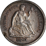 1865-S Seated Liberty Half Dime AU/BU Detail Civil War Date Nice Eye Appeal