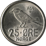Norway 1959 25 Ore - Choice BU
