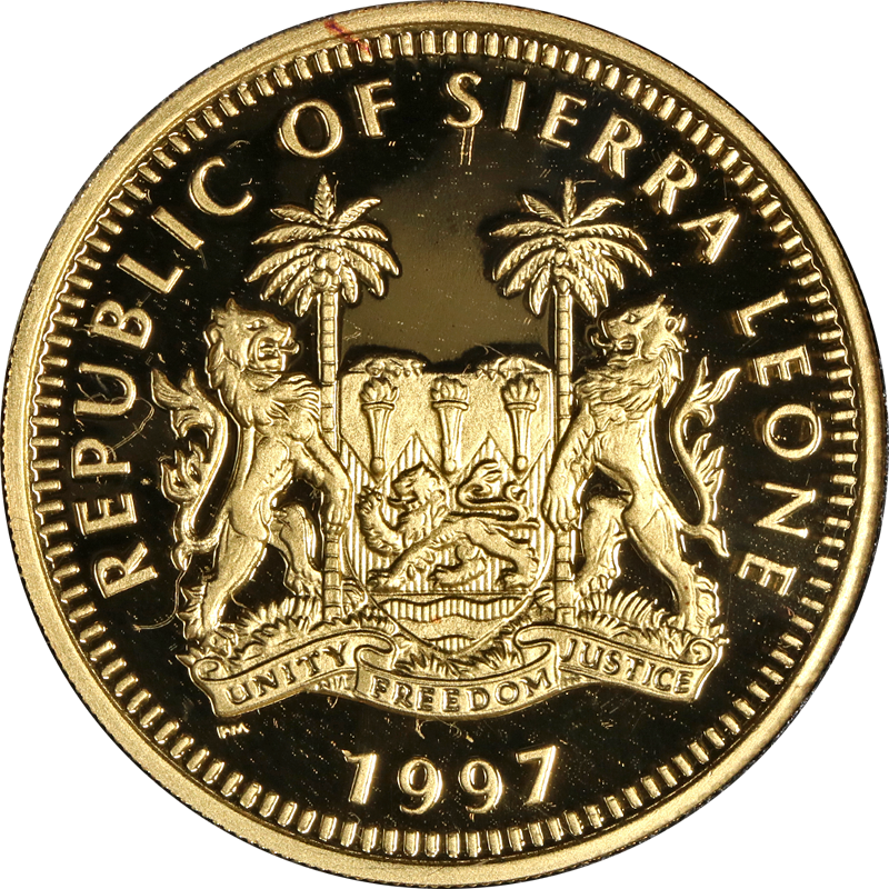 1997 Sierra Leone $250 Gold Coin - 100th Anniv of Diamond Jubilee Queen