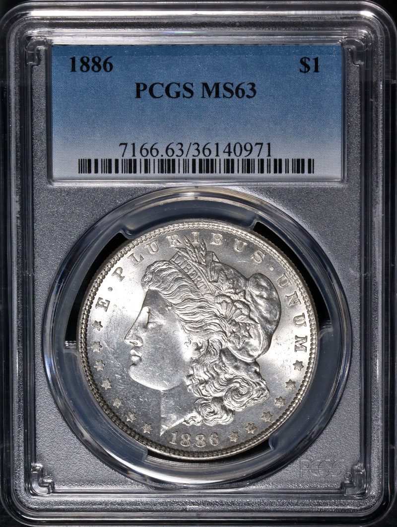 1886-P Morgan Silver Dollar PCGS MS63 Great Eye Appeal Strong Strike STOCK