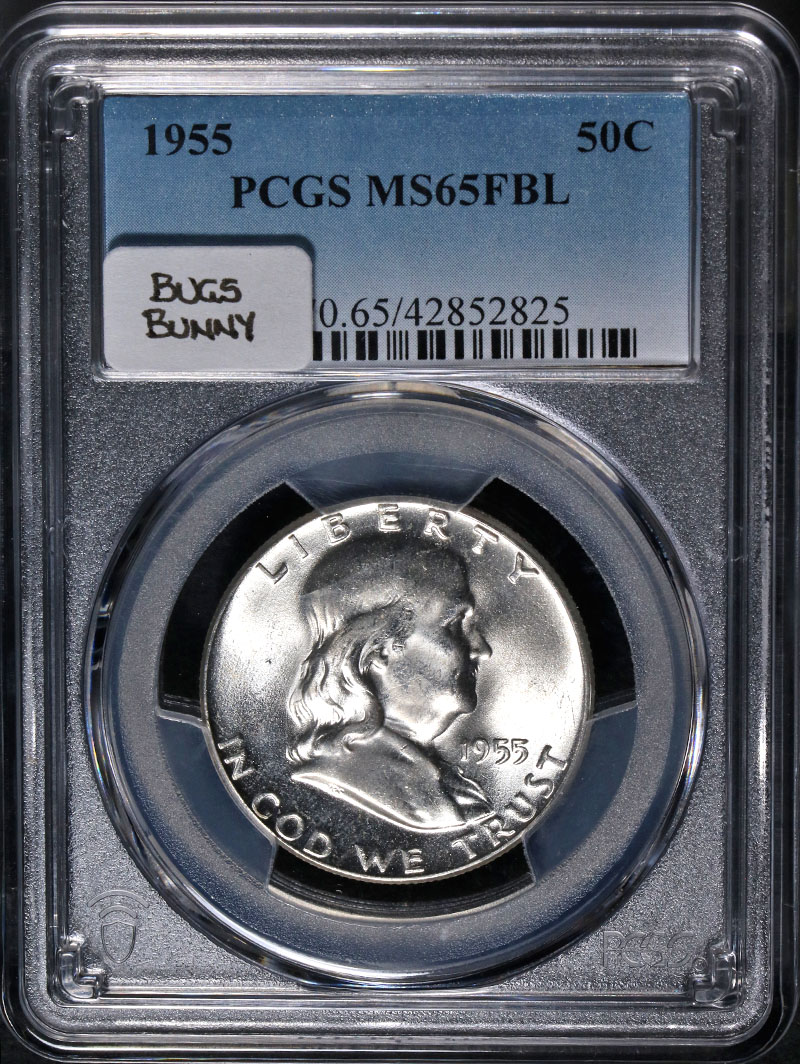 1955 'Bugs Bunny' Franklin Half Dollar PCGS MS65 FBL Blast White - STOCK